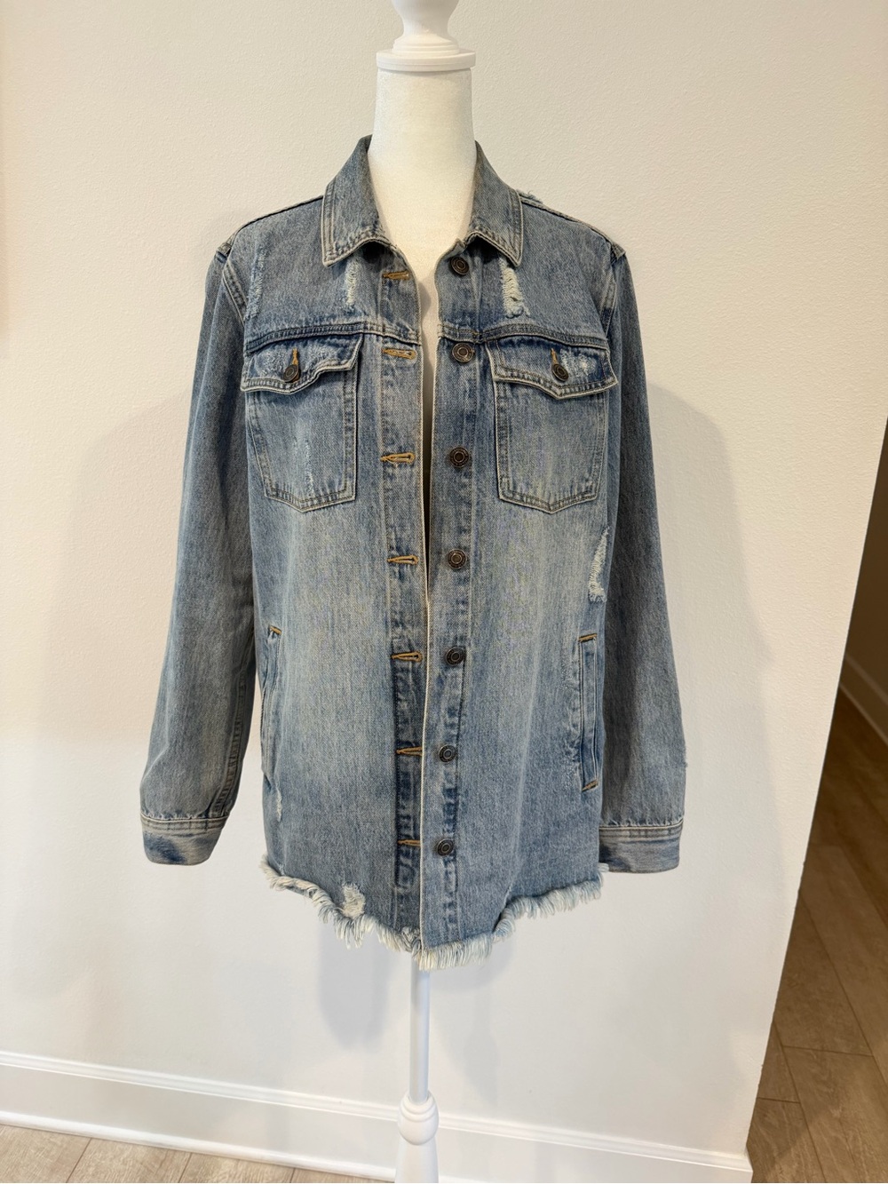 Thread & Supply Light Wash Distressed Denim Jacket